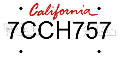 7CCH757 California License Plate