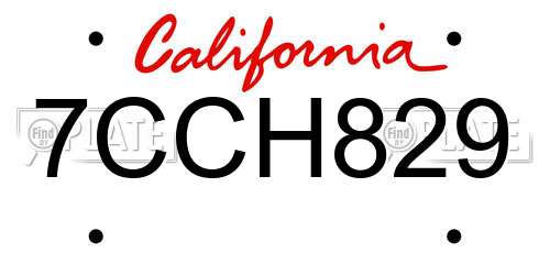 7CCH829 California License Plate