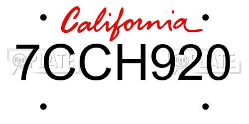 7CCH920 California License Plate
