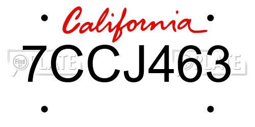 7CCJ463 California License Plate
