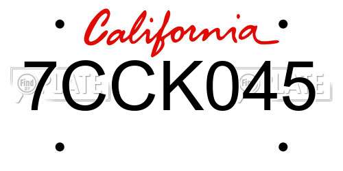 7CCK045 California License Plate