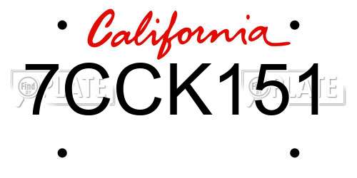 7CCK151 California License Plate