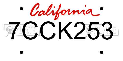 7CCK253 California License Plate