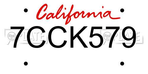 7CCK579 California License Plate
