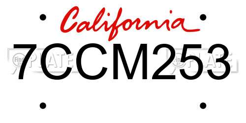 7CCM253 California License Plate