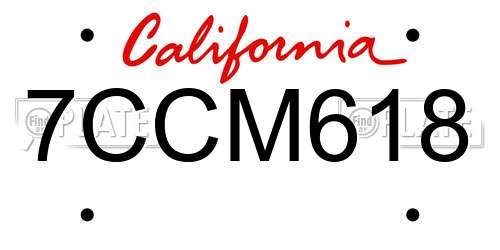 7CCM618 California License Plate