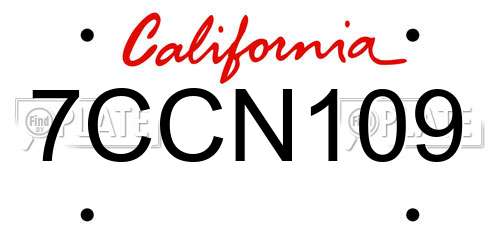 7CCN109 California License Plate