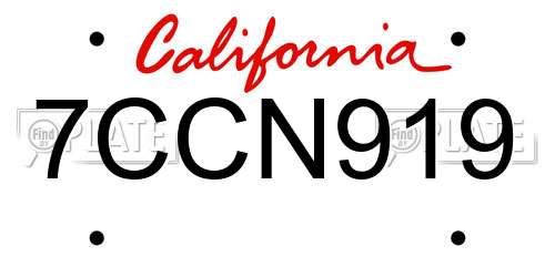 7CCN919 California License Plate