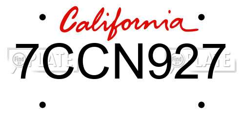7CCN927 California License Plate