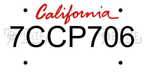 7CCP706 California License Plate