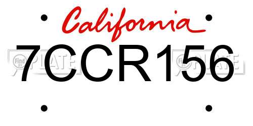 7CCR156 California License Plate