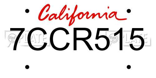 7CCR515 California License Plate