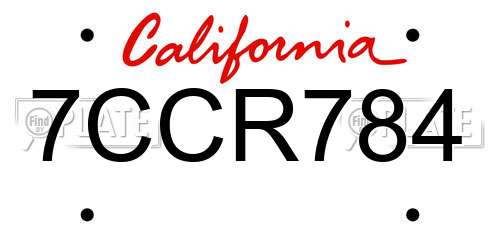7CCR784 California License Plate