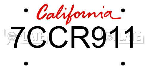 7CCR911 California License Plate