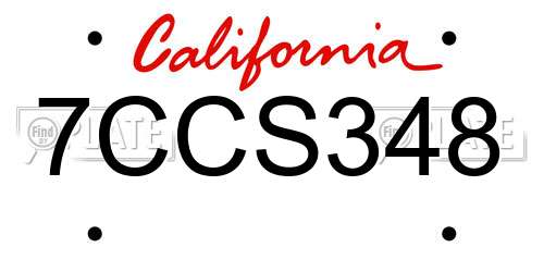 7CCS348 California License Plate