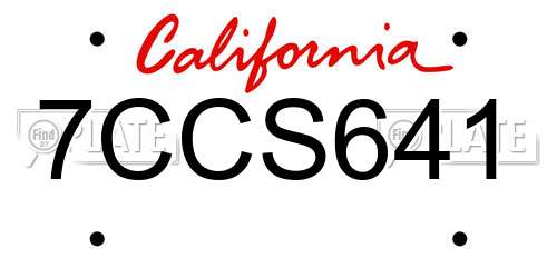7CCS641 California License Plate