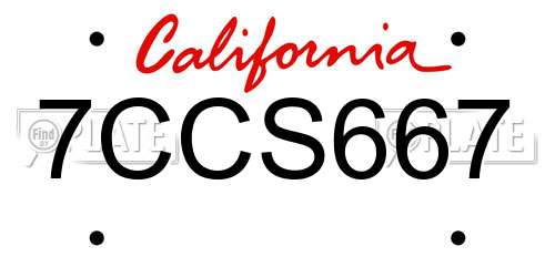 7CCS667 California License Plate