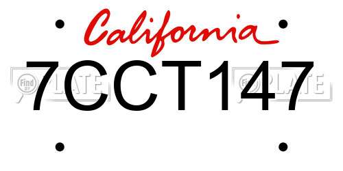 7CCT147 California License Plate