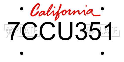 7CCU351 California License Plate