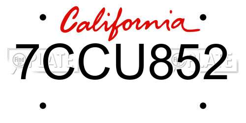 7CCU852 California License Plate