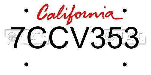 7CCV353 California License Plate