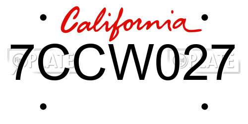 7CCW027 California License Plate
