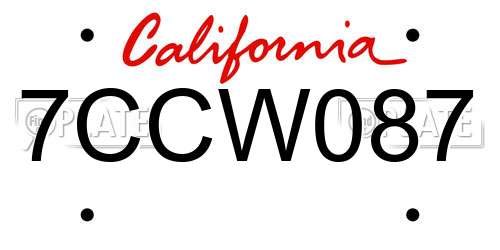 7CCW087 California License Plate