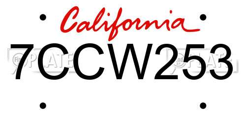 7CCW253 California License Plate