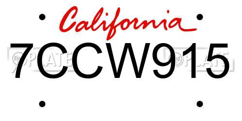 7CCW915 California License Plate