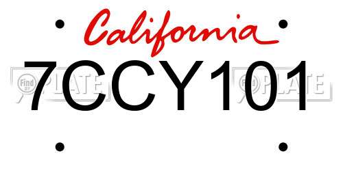 7CCY101 California License Plate