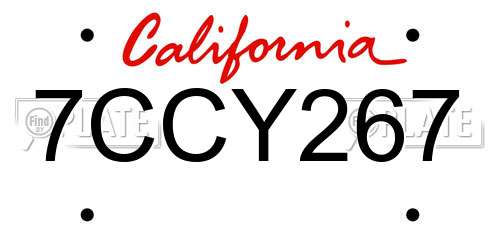 7CCY267 California License Plate