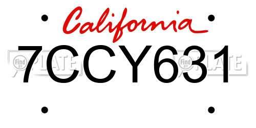 7CCY631 California License Plate