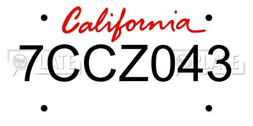 7CCZ043 California License Plate