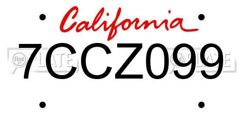 7CCZ099 California License Plate