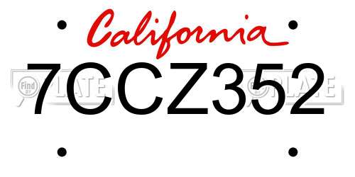 7CCZ352 California License Plate