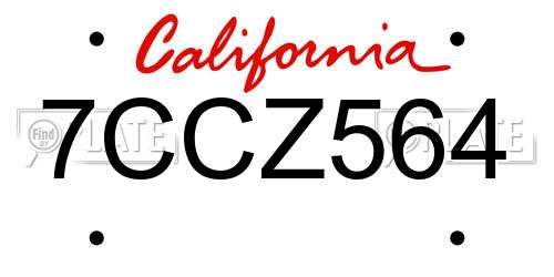 7CCZ564 California License Plate