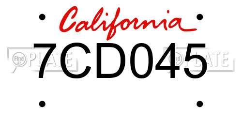 7CD045 California License Plate