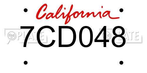 7CD048 California License Plate