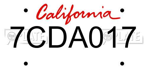 7CDA017 California License Plate