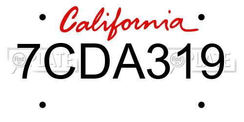 7CDA319 California License Plate
