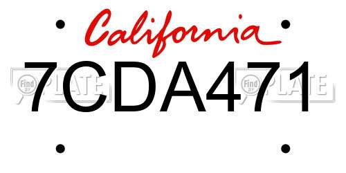 7CDA471 California License Plate