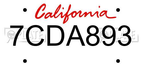 7CDA893 California License Plate