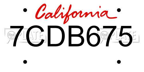7CDB675 California License Plate