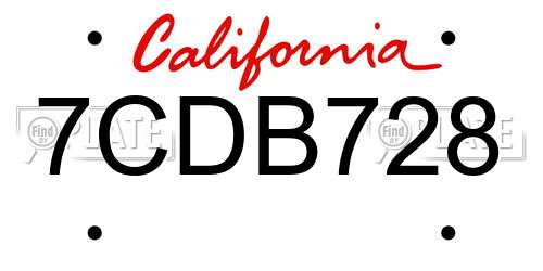 7CDB728 California License Plate