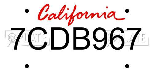 7CDB967 California License Plate