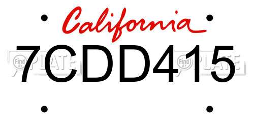 7CDD415 California License Plate