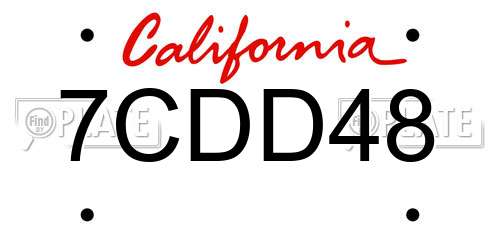 7CDD48 California License Plate