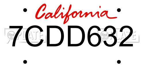 7CDD632 California License Plate