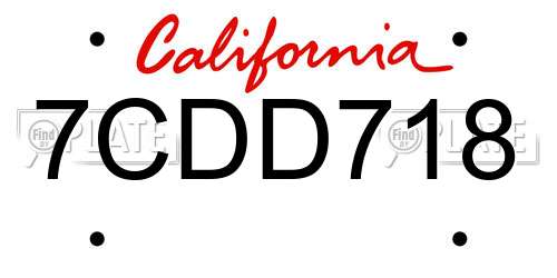 7CDD718 California License Plate