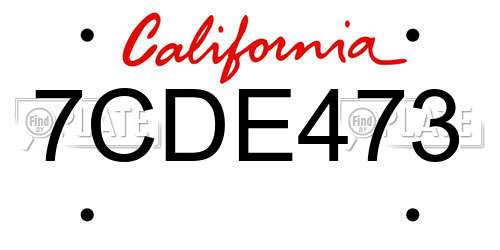 7CDE473 California License Plate